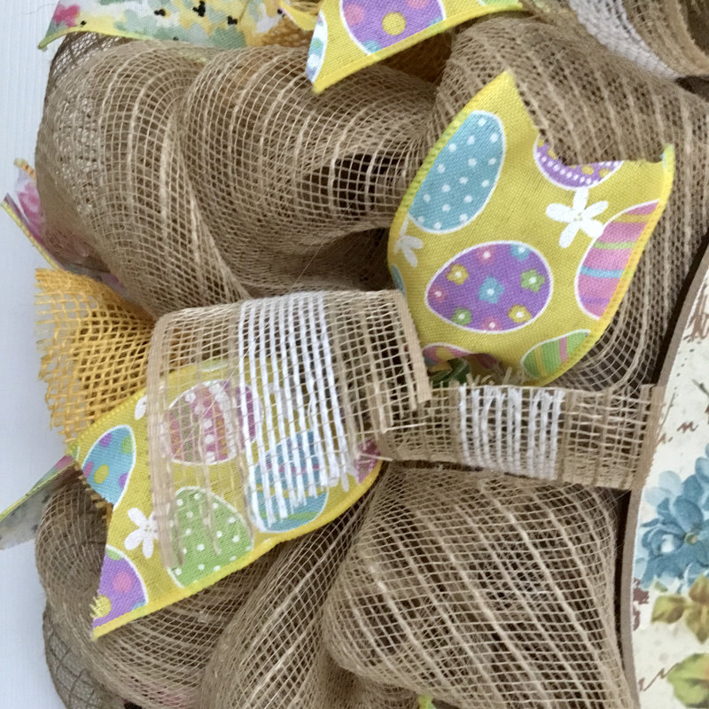 Burlap Easter Egg Wreath with Chick