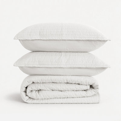 Clara 100% French Linen Channel Quilt Set with Shams