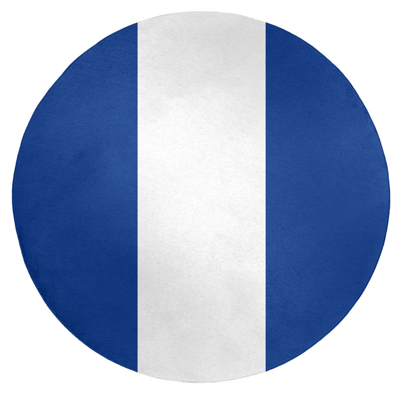 Tapis à rayures en poly-bleu, Rond 5 pi