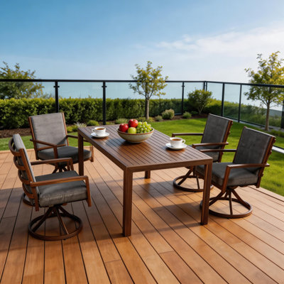 Ensemble repas 5 pièces pour patio avec 4 chaises pivotantes