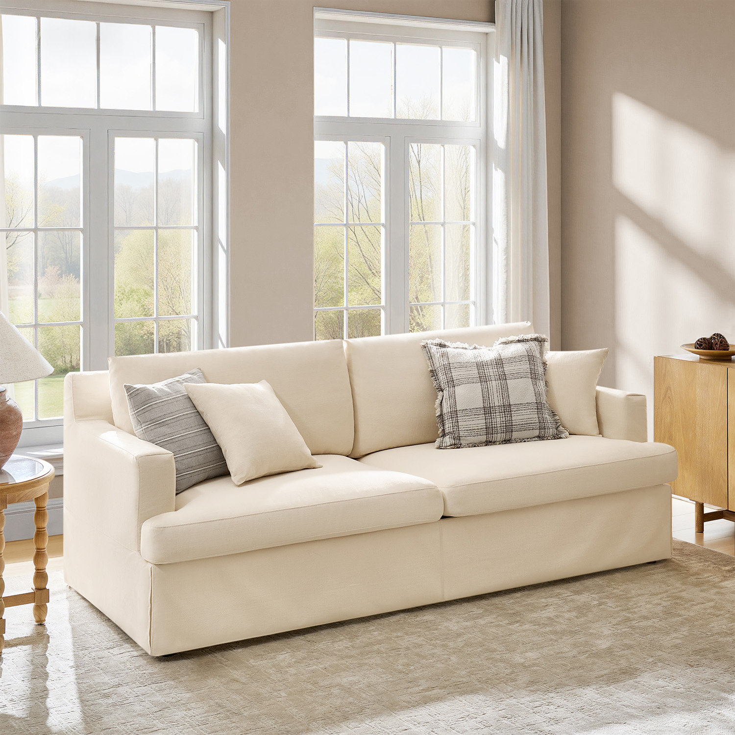 Lucie 84" Linen Sofa, Linen