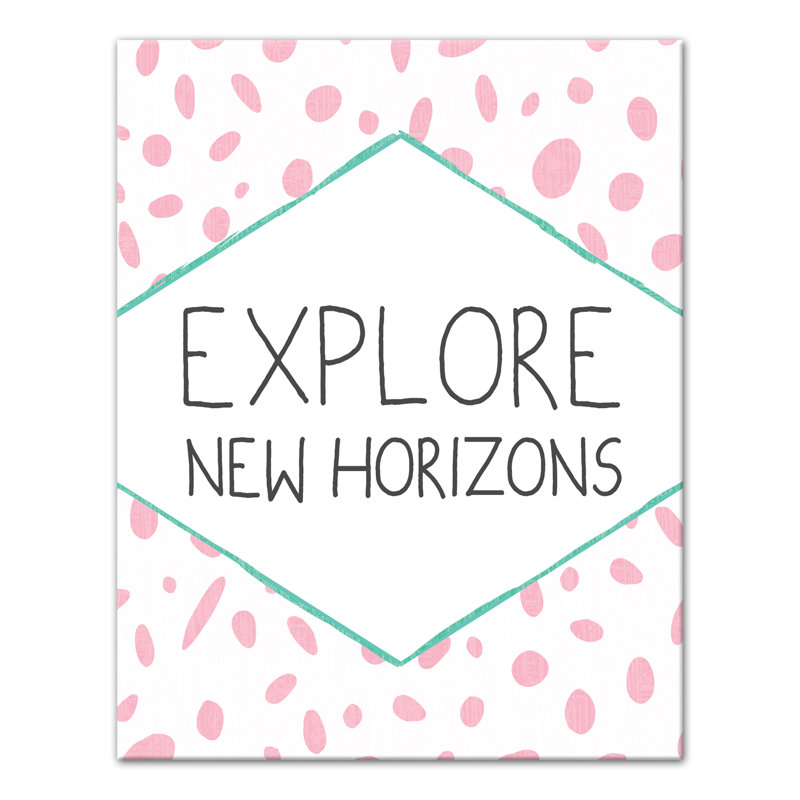 Art sur toile, "explore new horizons" Britton, H 14 po x l 11 po x P 1,25 po, Rose