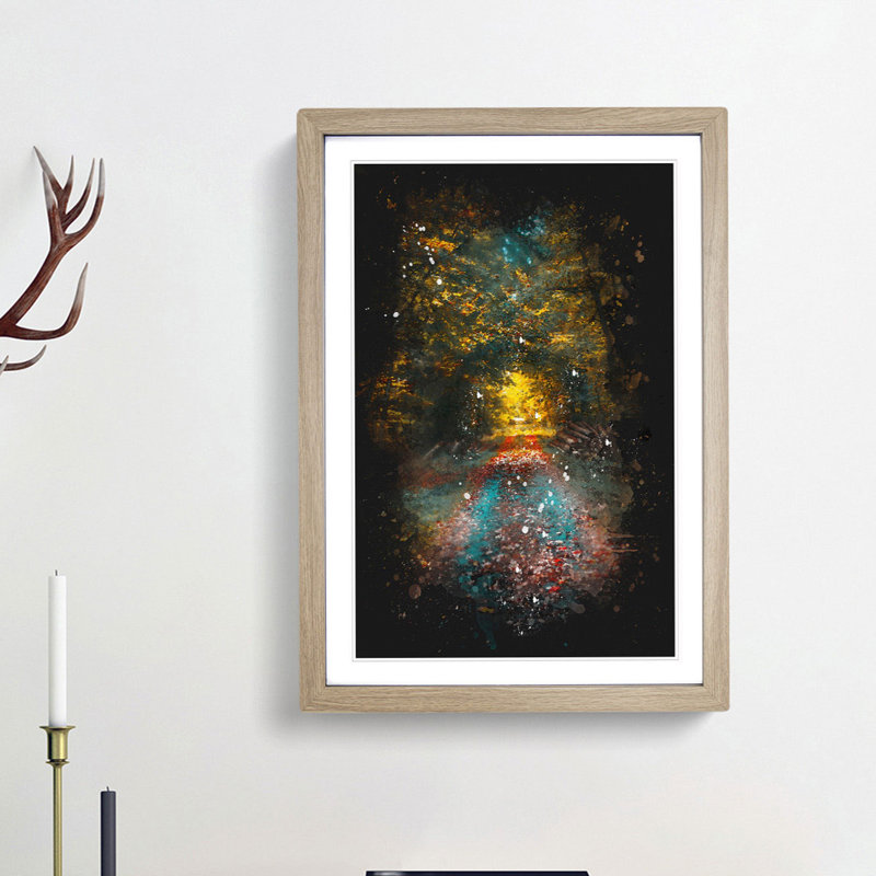 Endless Autumn Forest in Germany - Framed Print, 87cm H x 62cm W x 2cm D, Oak Framed