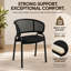 Chaise de salle à manger moderne à dossier canne Daishun, fauteuil incurvé en rotin en forme de U, siège d'appoint rembourré avec pieds en métal noir-3408397-17228008