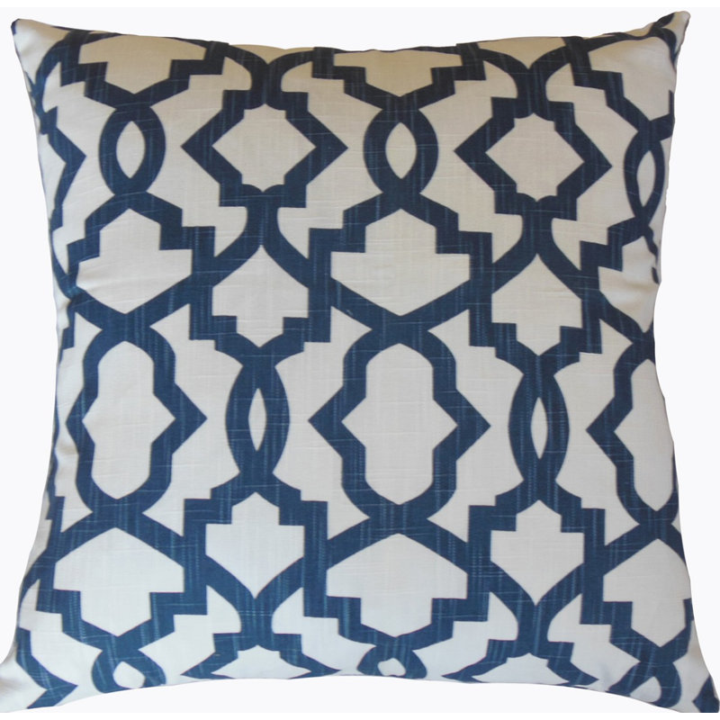 Oma Square Pillow Cover & Insert, Cream/Navy, Height(24") x Width(24")