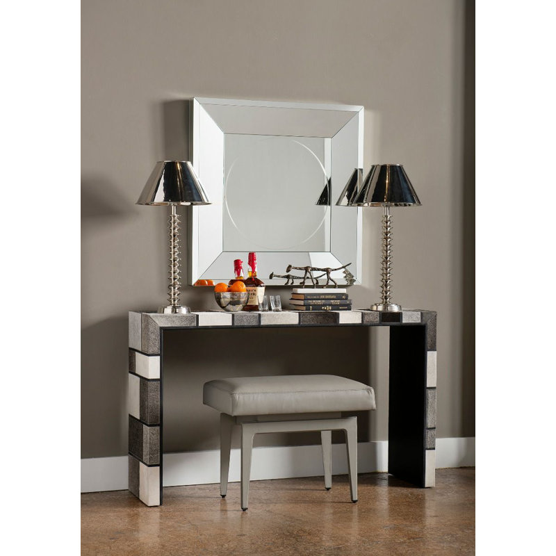 Winston Leather Accent Stool, Light Gray
