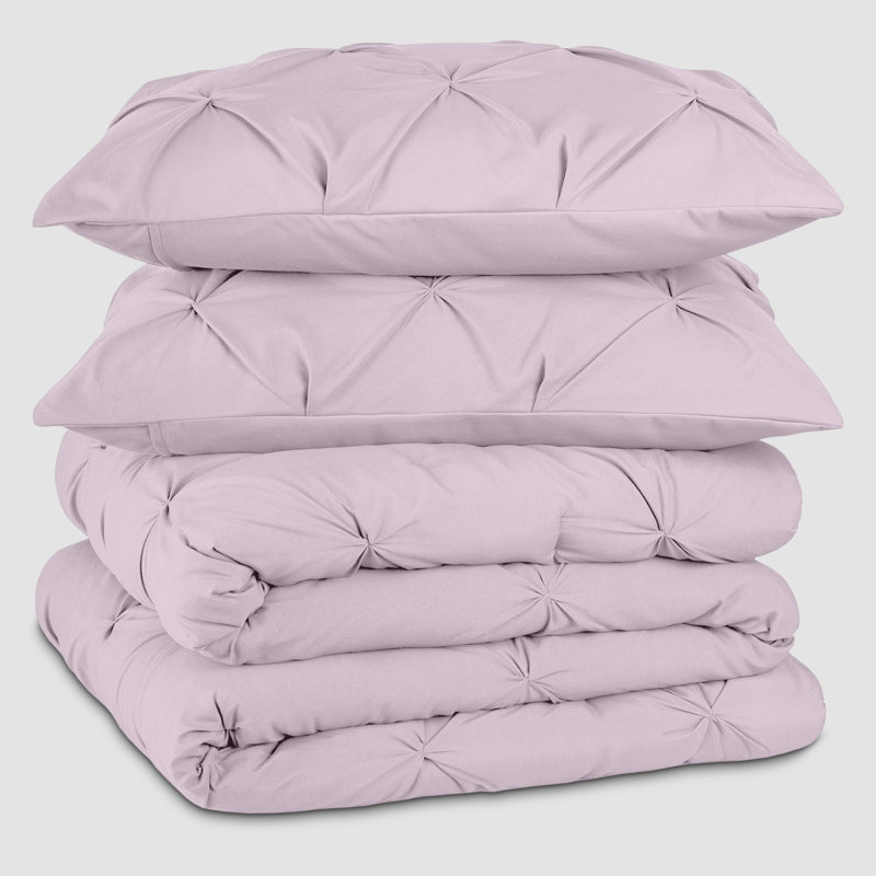 Microfiber Solid Colour Duvet Cover Set with Pillowcases, Pink Blush, Single Duvet Cover + 1 Standard Pillowcase