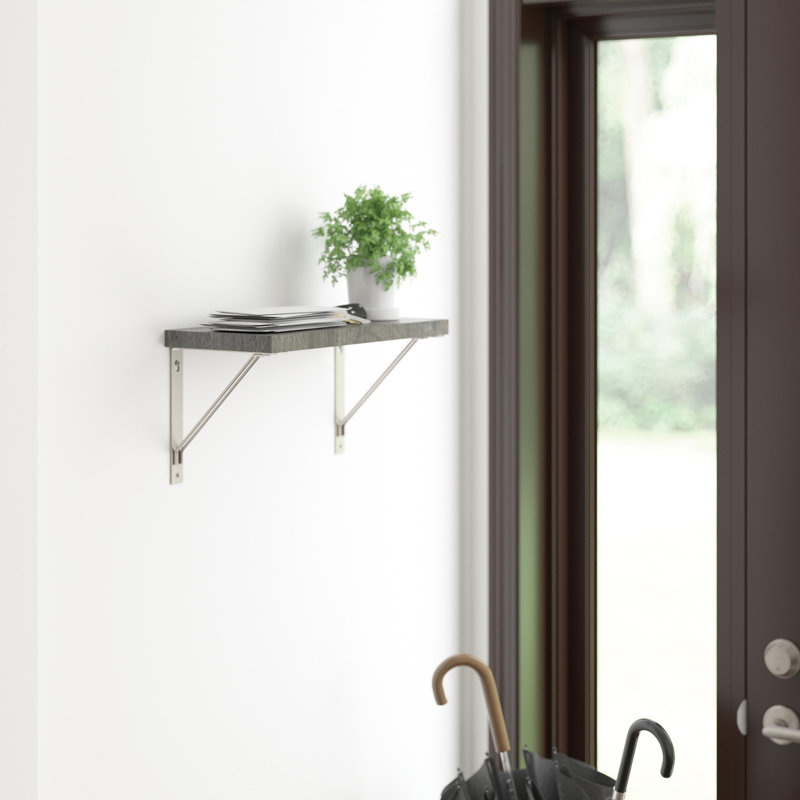 Solid Wood Shelf, 0.75" H x 18" W x 8" D, Dark Wood Stain