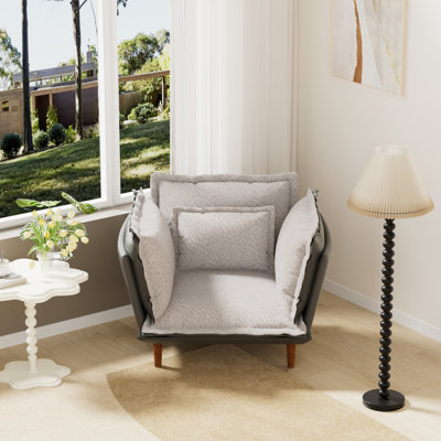 Fauteuil d'appoint surdimensionné pour l'intérieur, chaises de salon faciles à assembler, fauteuil de lecture pour la chambre à coucher, sièges d'appoint pour le salon, coin lecture confortable pour fauteuil