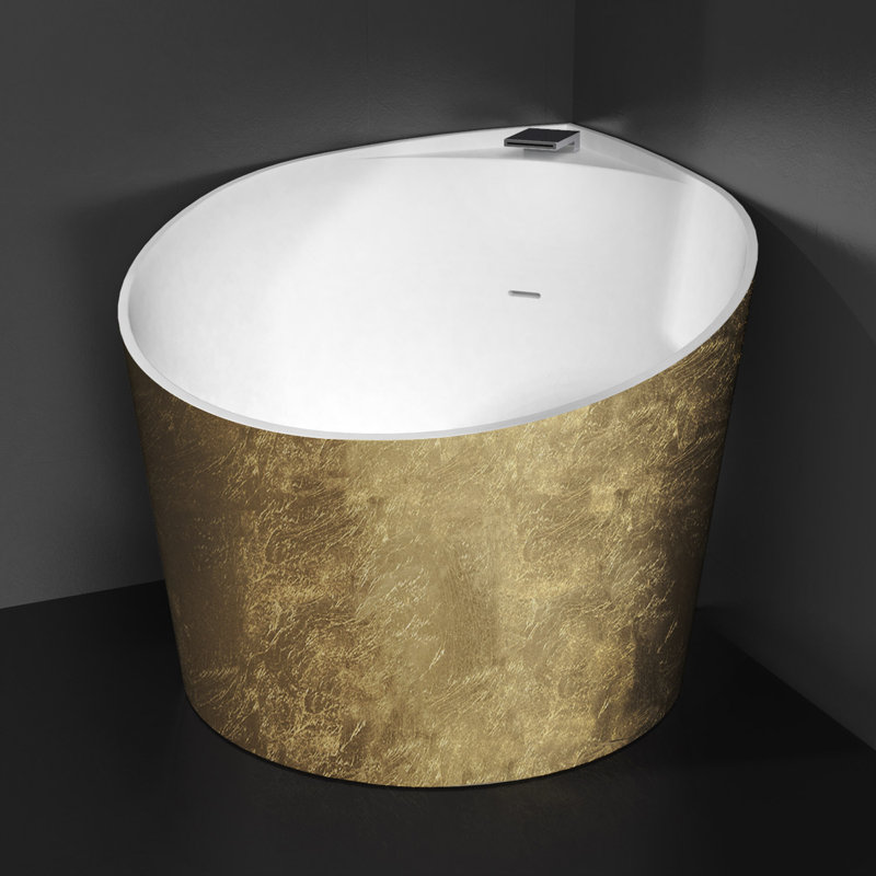 Nova 44.9'' L Freestanding Soaking Bathtub, Gold Leaf