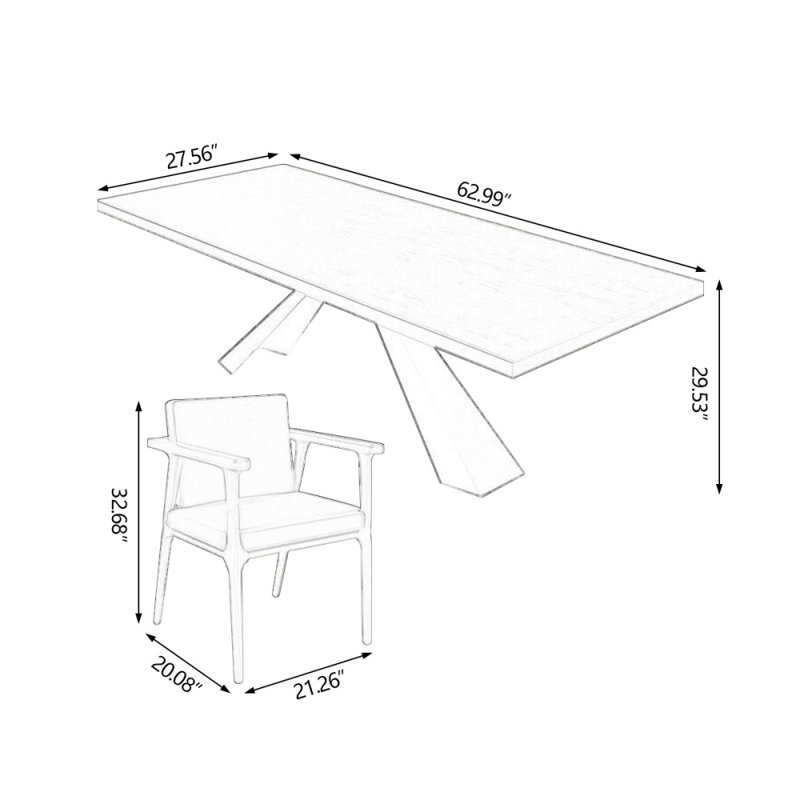 62.99" Light-brown+Black Rectangular Solid Wood+Iron Office Sets
