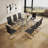 Daarina Modern Dining Table Set, Large Rectangular Glass Table with Silver X-Base and Faux Leather Cantilever Chairs-57360904-6663501