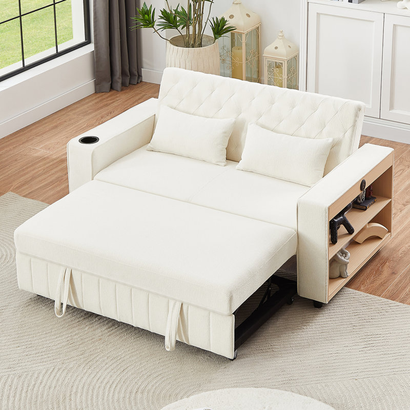 Canapé-lit convertible convertible avec dossier réglable, rangement, ports USB et porte-gobelets pour des espaces de vie confortables