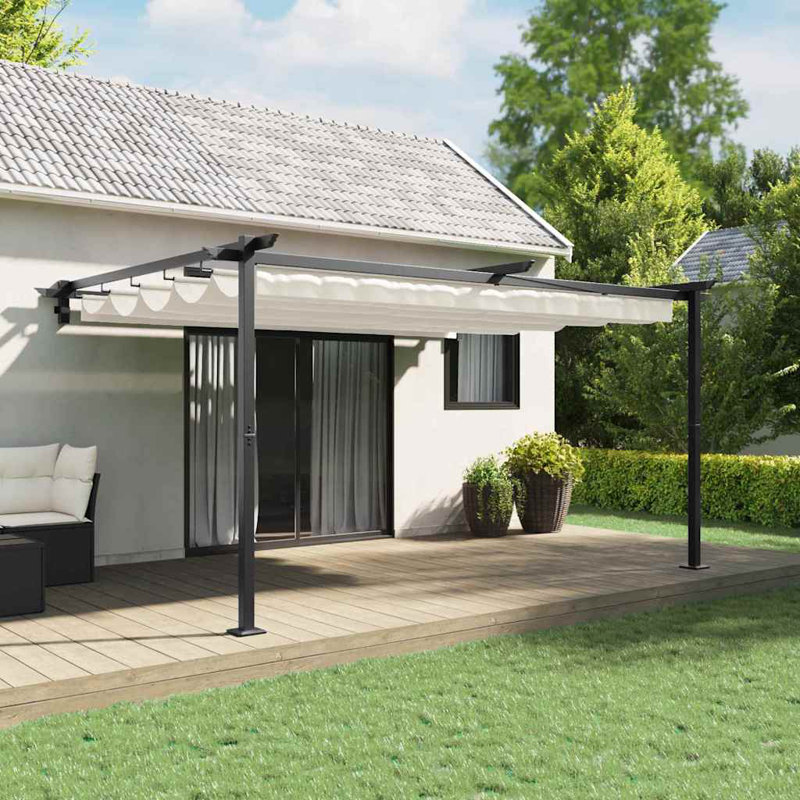  Wall Mounted Gazebo Anthracite Steel, 400" H x 400" W x 300" D, Cream