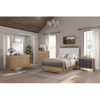 Upholstered And Strap Panel Bed With Soft Modern Design, Faux Leather Straps, And Elegant Latte Finish For Contemporary Bedrooms.