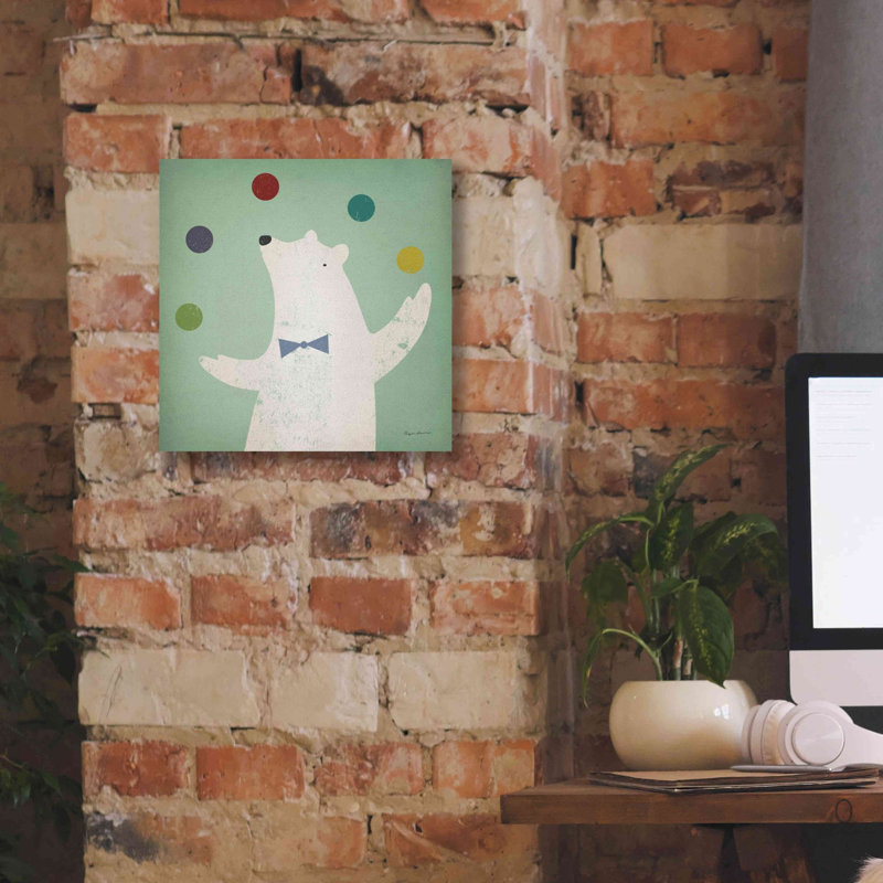 «Circus Polar Bear Colorful» par Ryan Fowler, estampe numérique sur toile, H 12 po x l 12 po x P 0,75 po