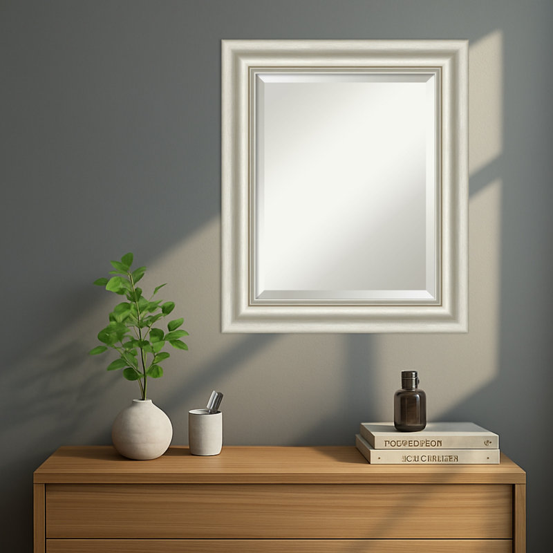Sophia Beveled Framed Wall Mirror, Silver, 25.5" x 21.5"