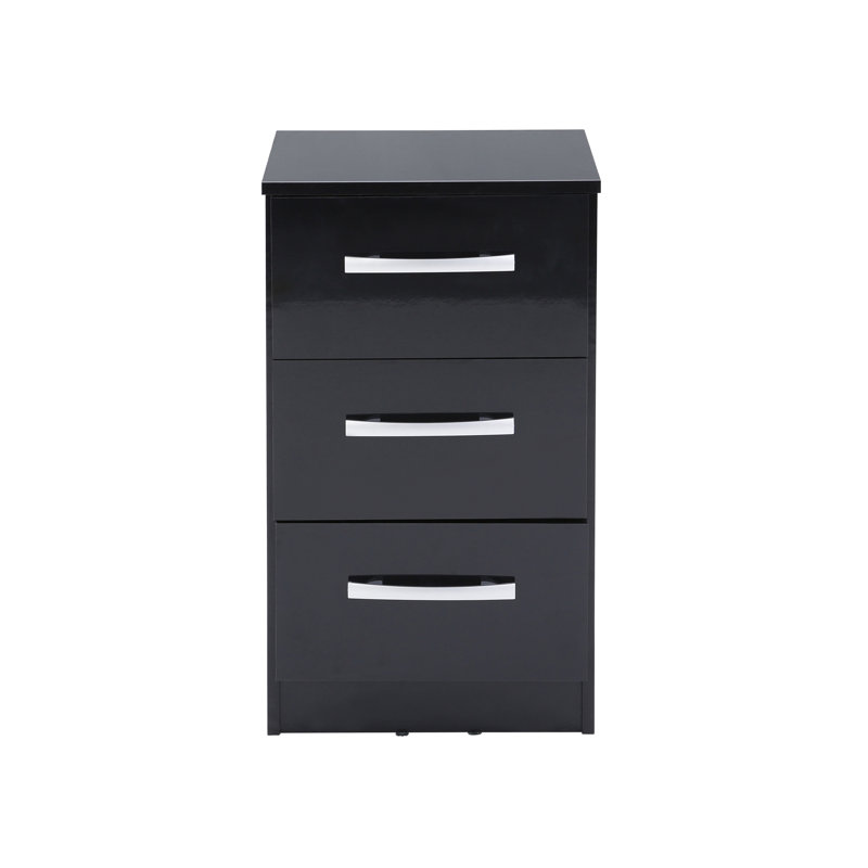 Marquitta 3 Drawer Bedside Table, Black