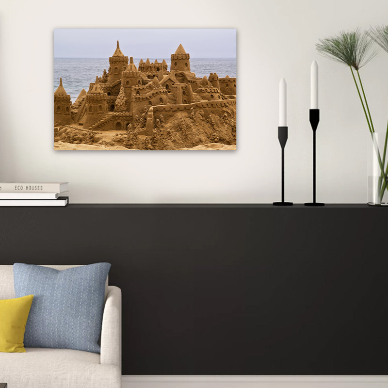 Plage de château de sable - toile de 16 po x 20 po, H 16 po x l 20 po
