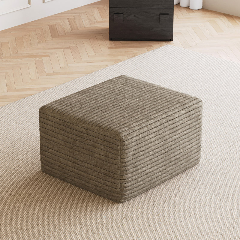 Canapé-repose-pieds, aucun assemblage requis (tissu velours côtelé moelleux), Camel