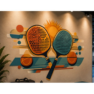 Pickleball Wall Sticker, Retro Paddle Wall Decal, Pickleball Club Decor, Sports Game Room Wall Art, Court Lounge Decor 744MV