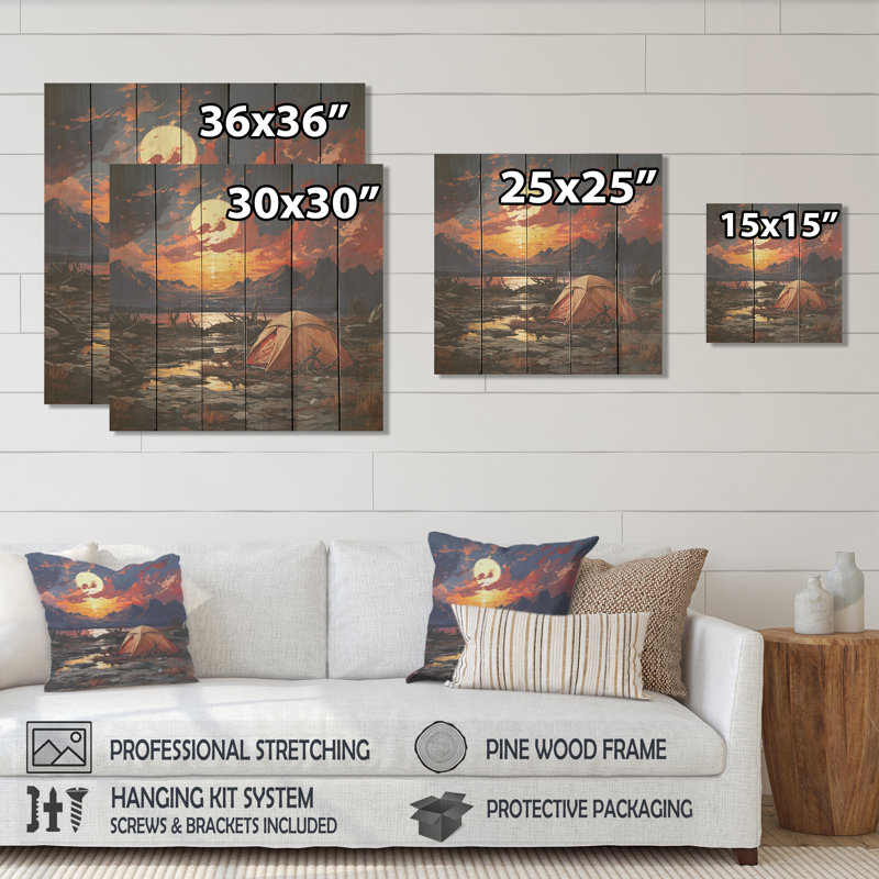 Seaside Sunset Camp II - chambre de bébé sur bois, H 30 po x l 30 po