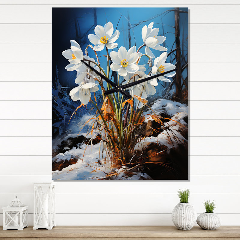 Danyall - Horloge murale surdimensionnée Snowdrops, Grand