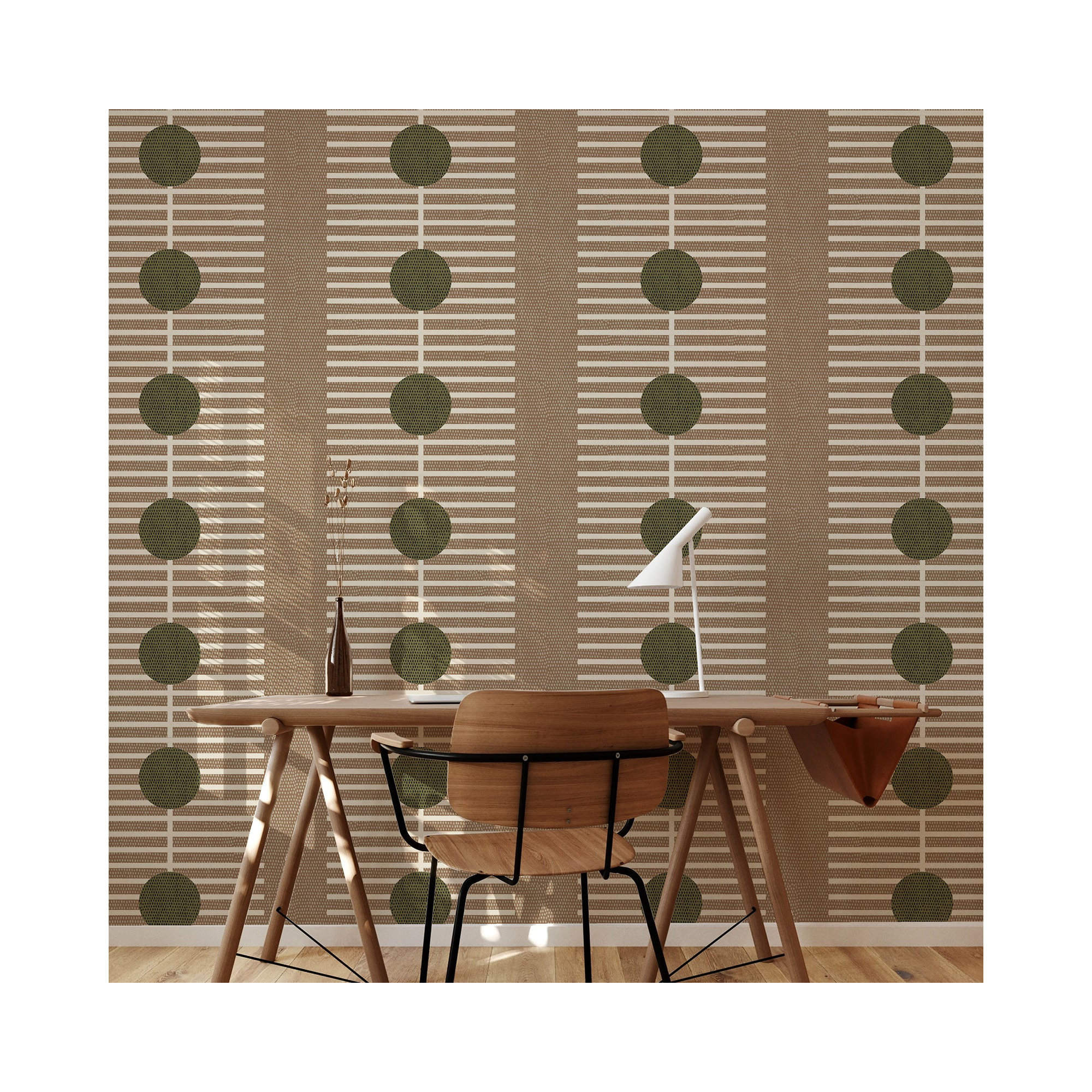 Nomalanga Peel & Stick Wallpaper Roll, Cocoa/Olive, Non-pasted