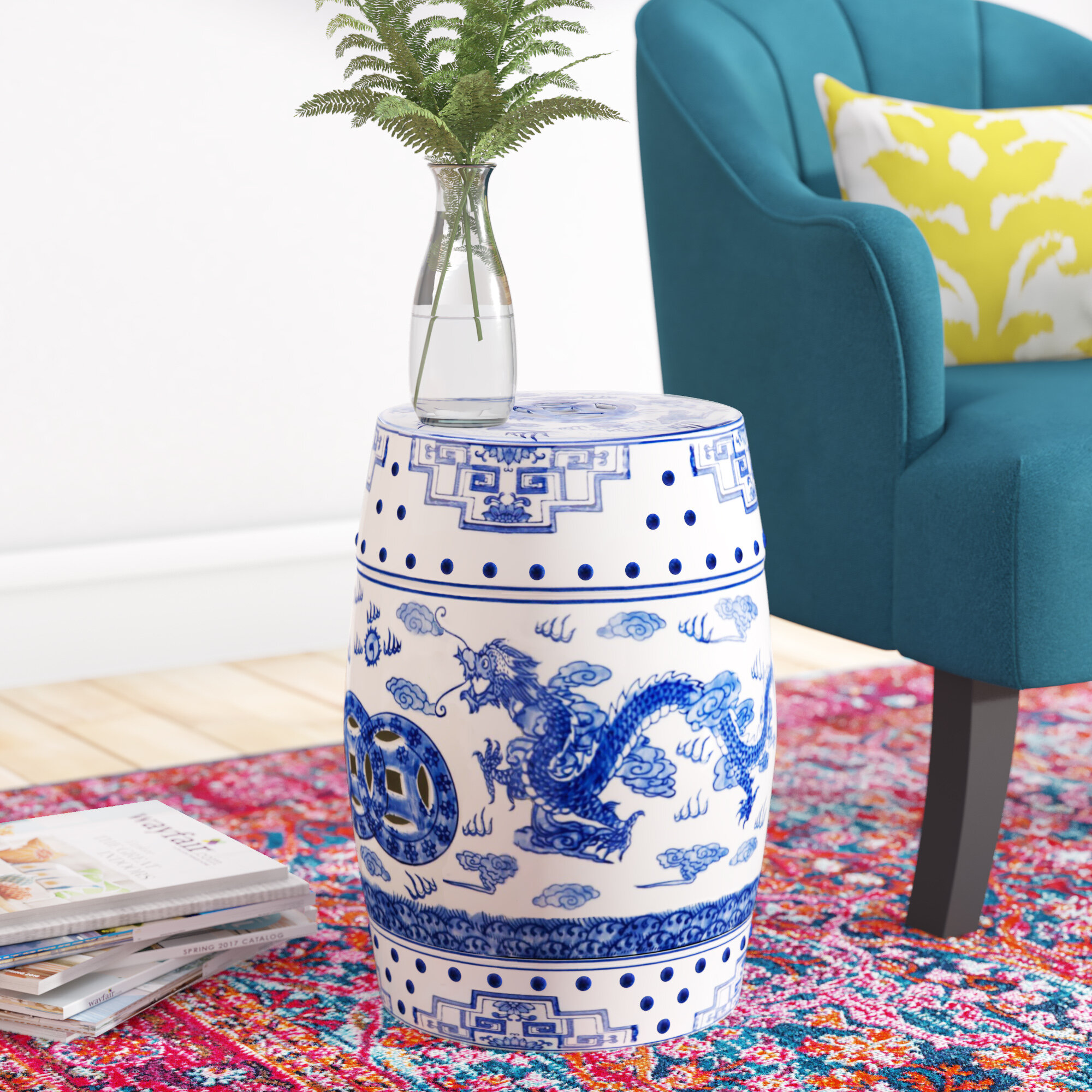 Blue and deals white garden stool