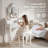  Vanity Desk Set with LED Mirror and Cushioned Stool, Modern Makeup Table with Four Drawers and Ample Storage for Bedroom or Dressing Area-780051370
