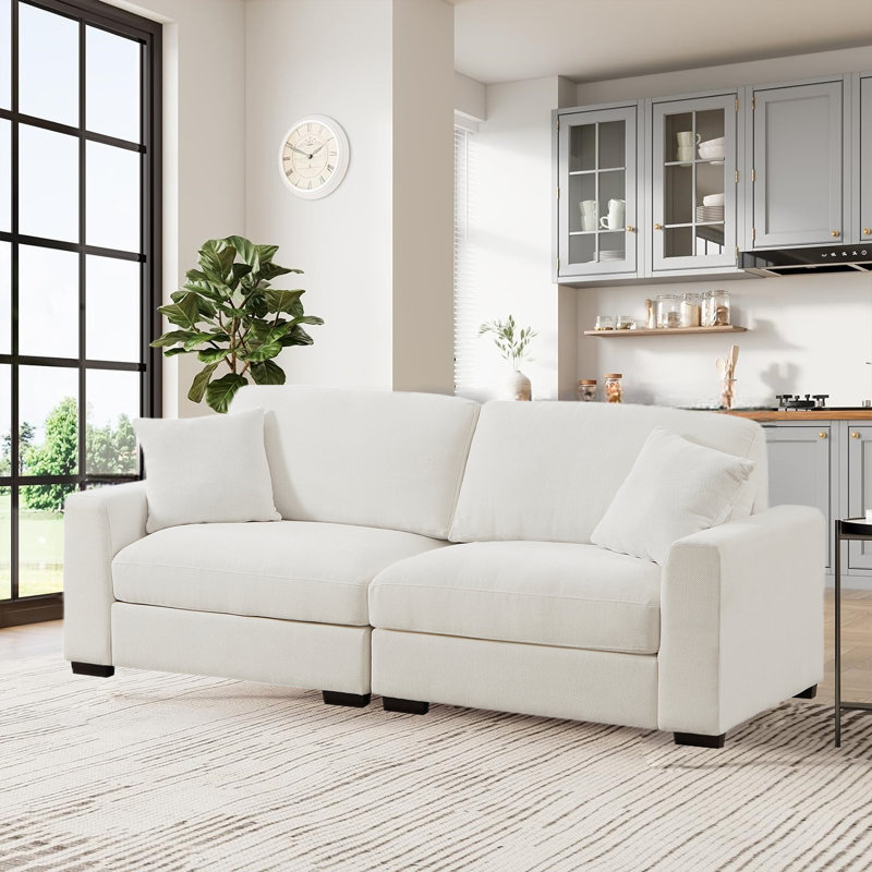 Ahaana Upholstered 91'' Sofa, White Polyester Blend