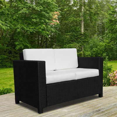 130cm Wide Rectangle Wicker Loveseat with Cushions