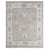 Hand Knotted Wool Oriental Area Rug in Cream/Ivory/Gray/Blue