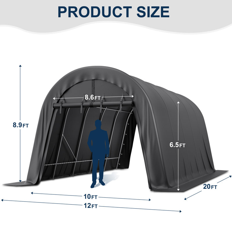 12 Ft.W*20 Ft.D Dome Shaped Carport