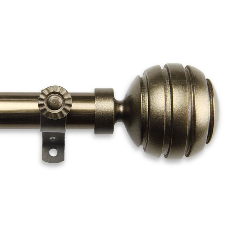Tringle à rideaux simple pour fenêtre à 4 côtés Pepin, Laiton antique, 18 po à 28 po (chaque côté)