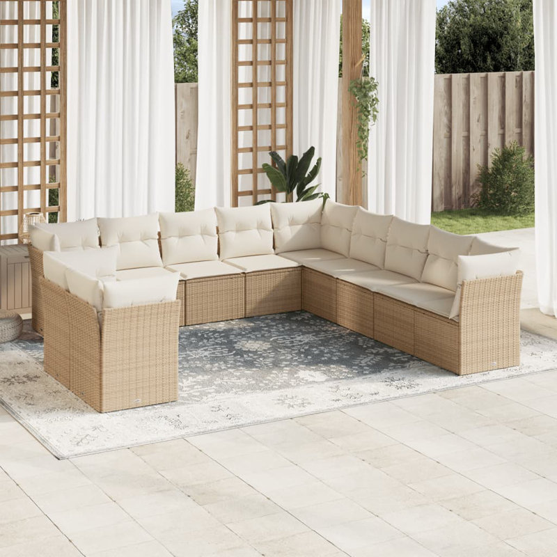 Ensemble de canapé de jardin Vidaxl, Beige, Blanc