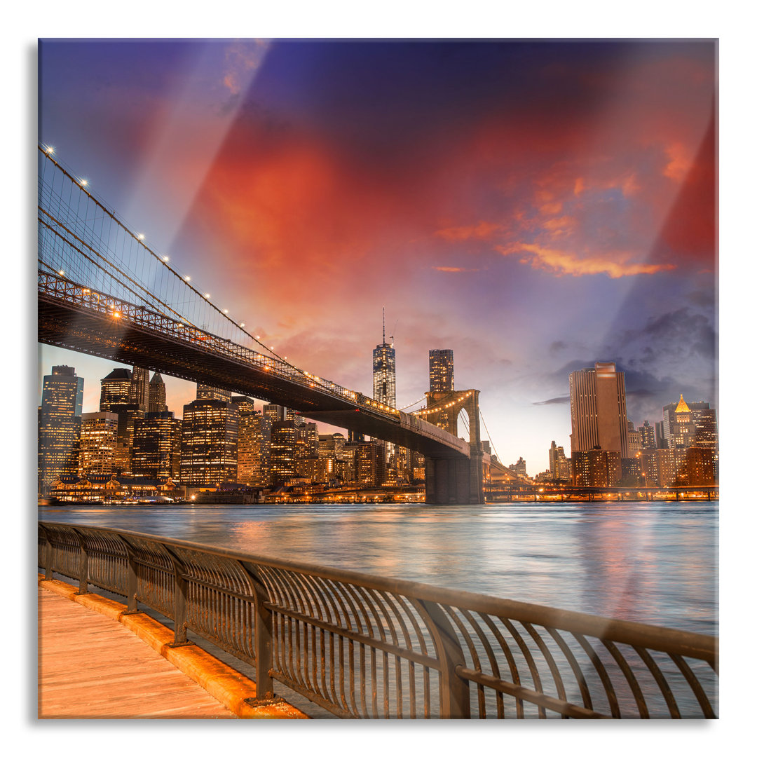 Ungerahmtes Foto auf Glas "Brooklyn Bridge Park New York"