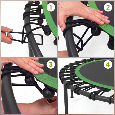 Trampoline 45 po pour adultes Re rebond 45 po, mini trampoline pliable de 440 lb avec poignée réglable, appareil d'entraînement de saut à l'élastique silencieux et sécuritaire pour l'entraînement en salle à l'extérieur, bleu