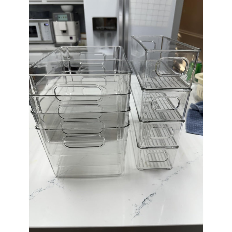 Clear Plastic Storage Bins 8 Pack - Pantry Organizers and Storage, Fridge Organizer Containers for Kitchen, Cabinet, Freezer, Bathroom, Clost, Home Organization