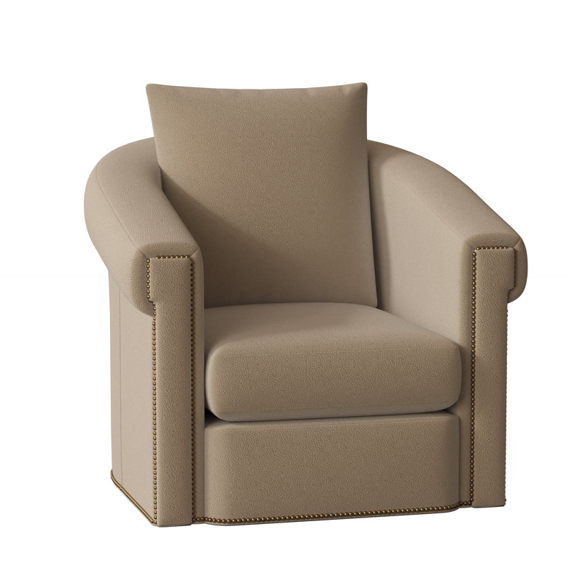 Andre Swivel Armchair, French Natural, Aline Fumo Genuine Leather
