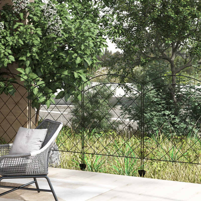 Flinton 110cm H x 348cm W Metal Fence Panels Included