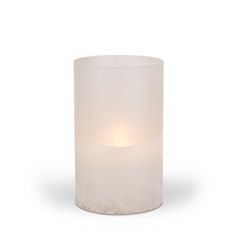 Bougie en cire versée à la main de 3,5 po x 6 po Illumaflame dans un verre givré gris clair