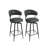 Modern Upholstered Slate Black Leatherette Swivel Bar Stool with Metal Tapered Legs-780107302-776690806