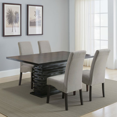 Pedestal Dining Set in Gray and Black