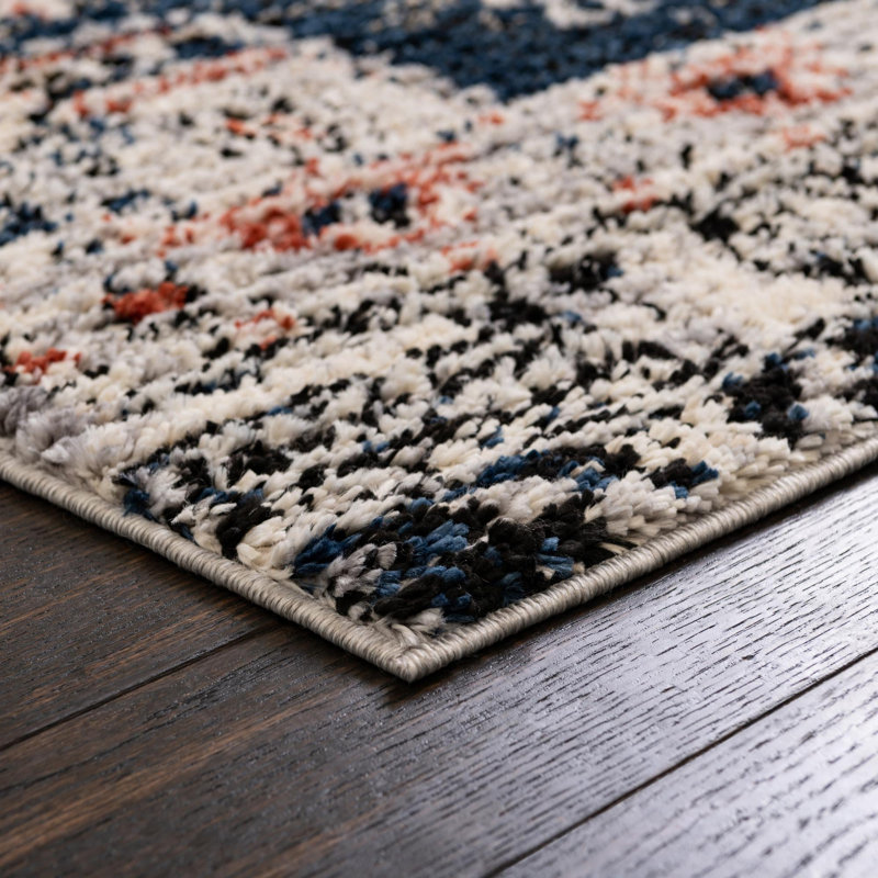 Tapis gris à motif géométrique Tucson, Tapis de couloir 2 pi x 8 pi