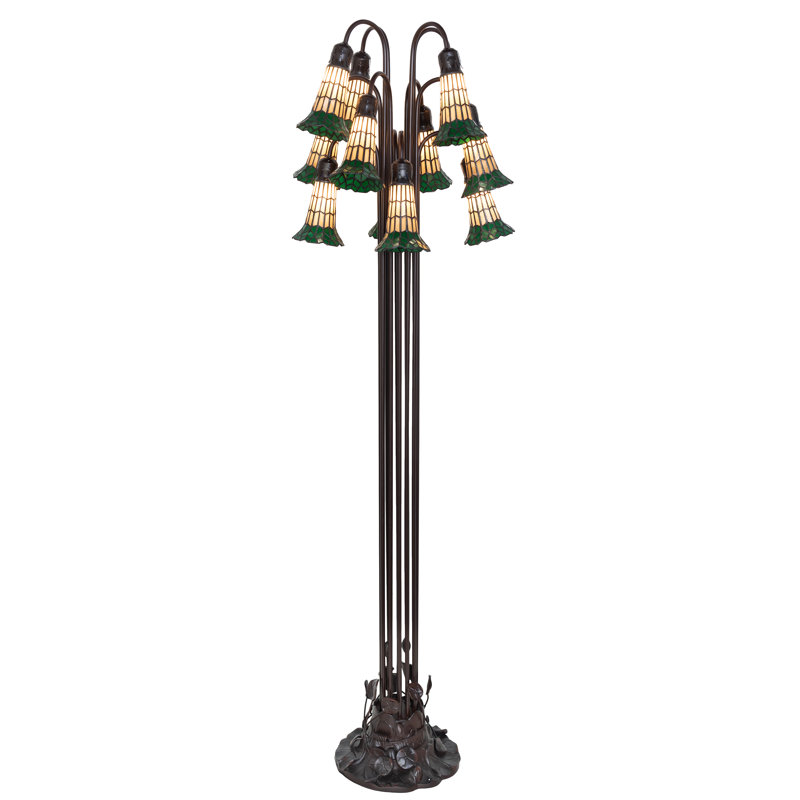 Lampe sur pied l 63 po Tiffany Pond, Vert / ambre