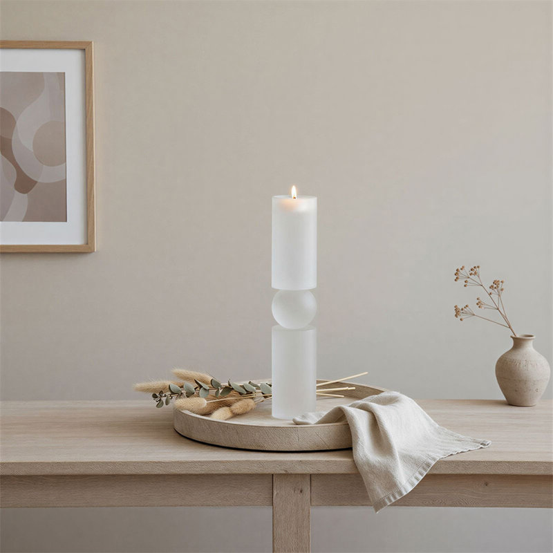 15″ Clear Glass Candle Holder, Tall Glass Candle Holders for Tabletop Centerpiece Decor