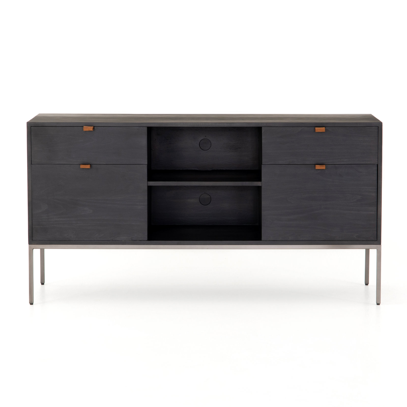 Loki 4 - Drawer Filing Credenza, Black Wash Poplar