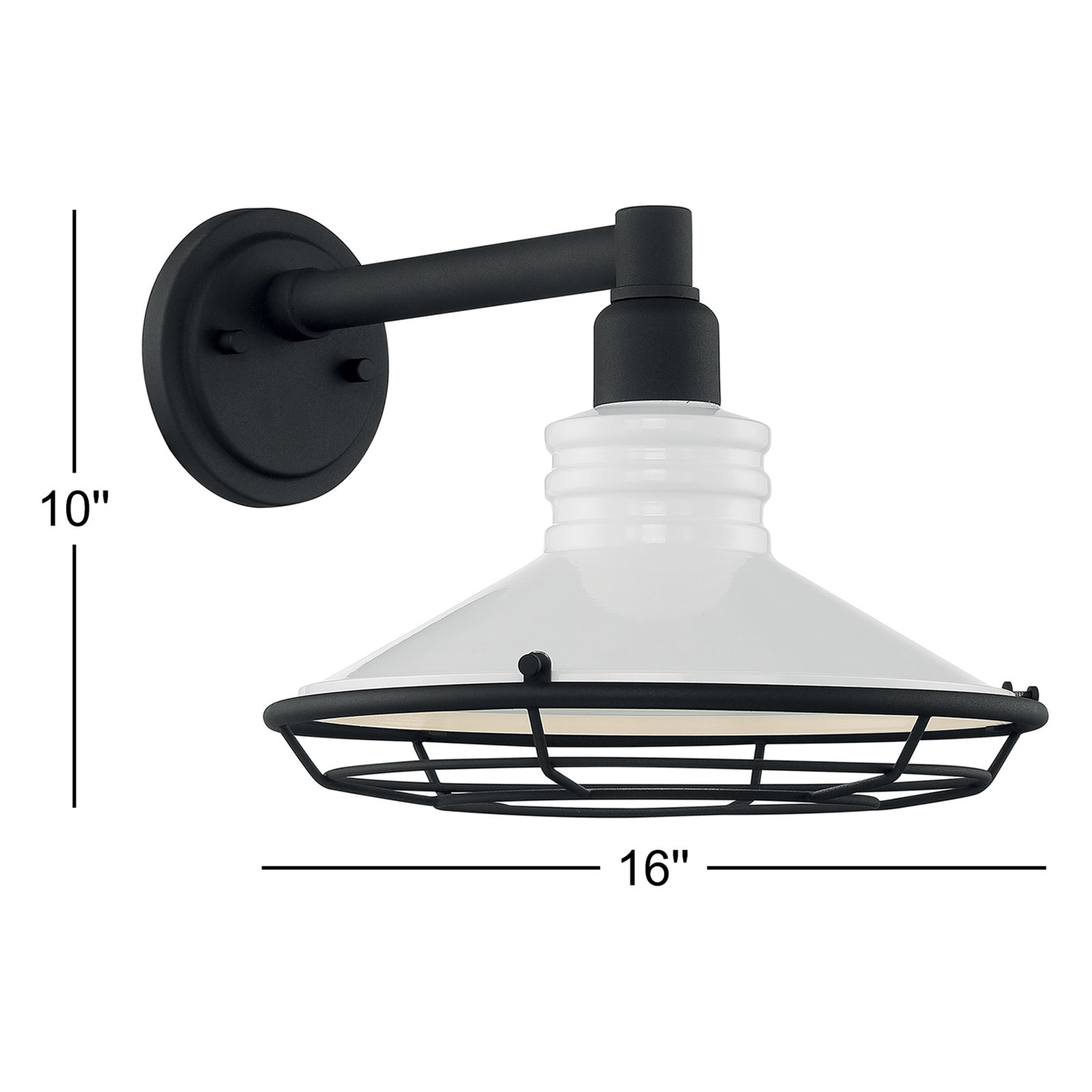 Parkdale Outdoor Barn Light, Black, 10" H x 12" W x 16" D, Gloss White/Textured Black