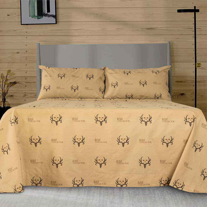 Bone Collector 100% Polycotton Rustic Skull & Hunting Bone Sheet Set, Twin XL Sheet Set with 1 Pillowcase
